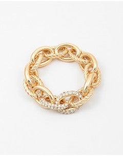 Link Chain/Pave Stretch Bracelet - Onyx and Blush