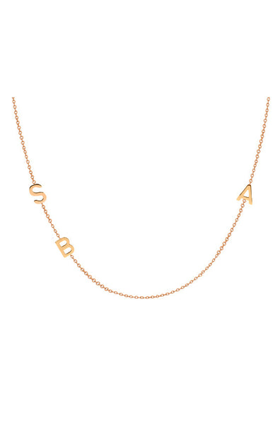 14K Gold Chic Side Initial Necklace - Onyx and Blush
 - 6