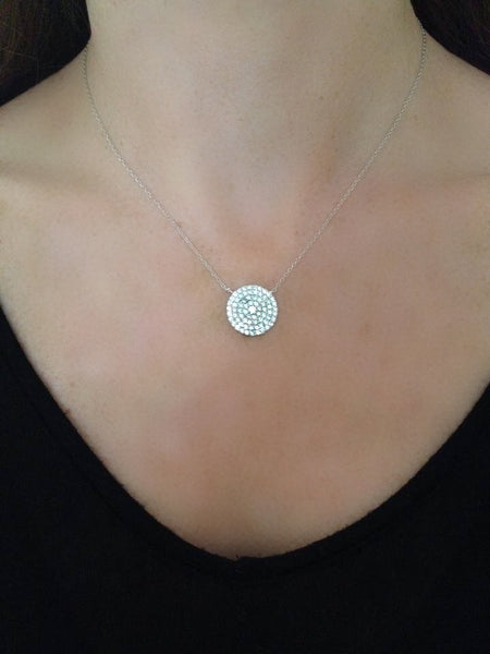 Classic Pave Circle Necklaces (STERLING)