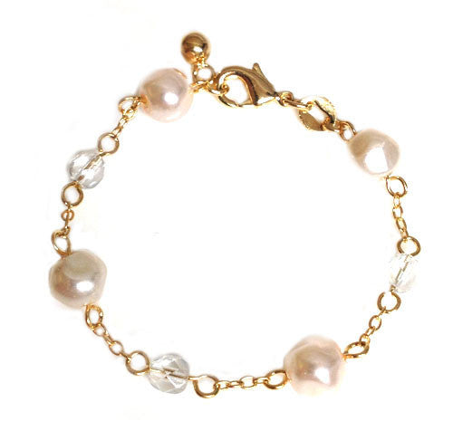 Crystals and Pearls Bracelet - Onyx and Blush
 - 2