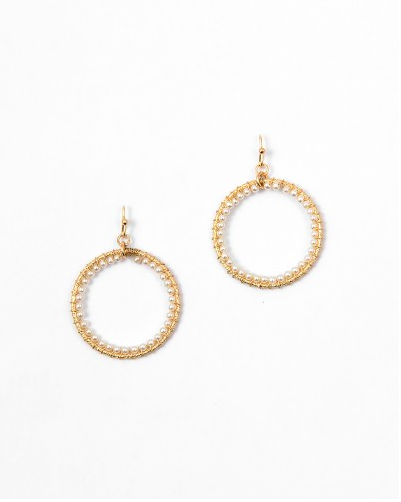 Inside Pearl Gold Hoops - Onyx and Blush
