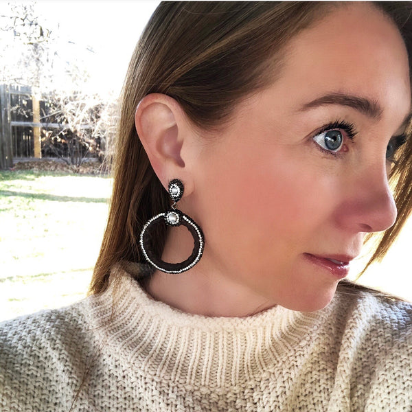 Leather and Druzy Earrings